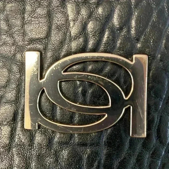 Black Bebe Shoulder Handbag with Silver Hardware Textured Crocodile Purse - Picture 5 of 14